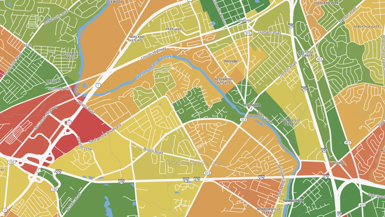 Neshaminy Valley, Bensalem, PA Map of Arson Rates
