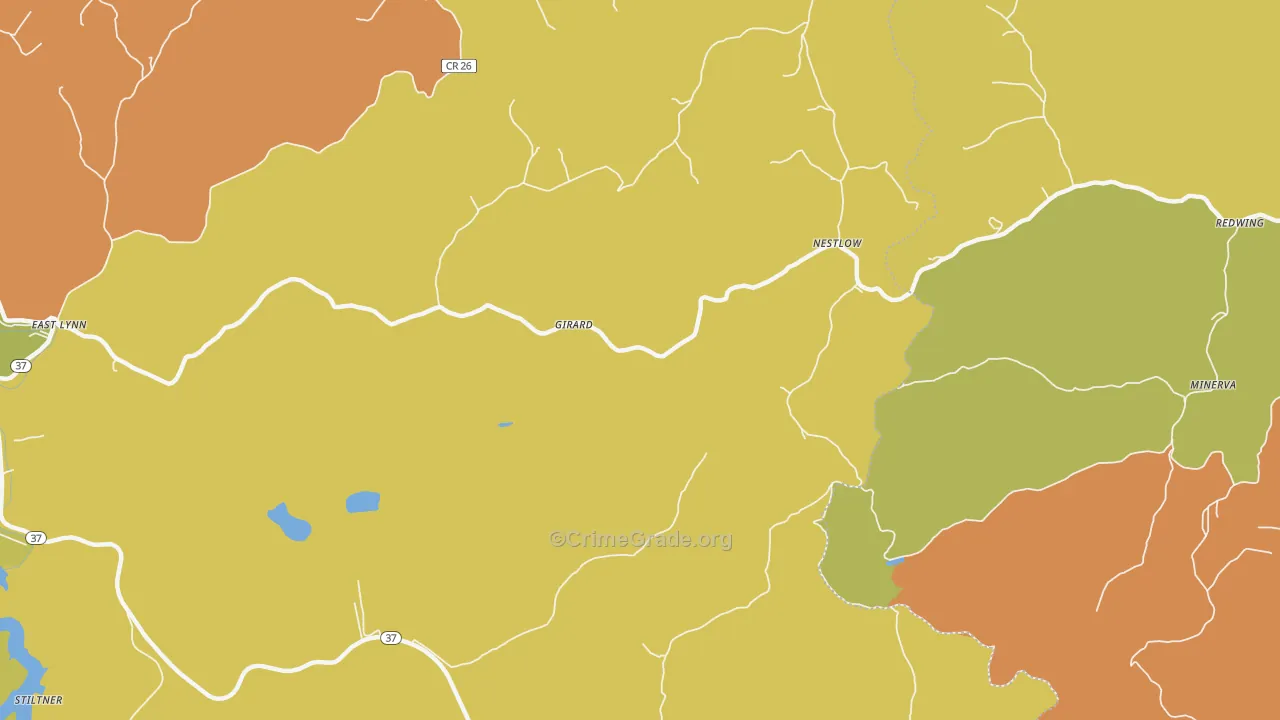 Nestlow, WV Map of Arson Rates