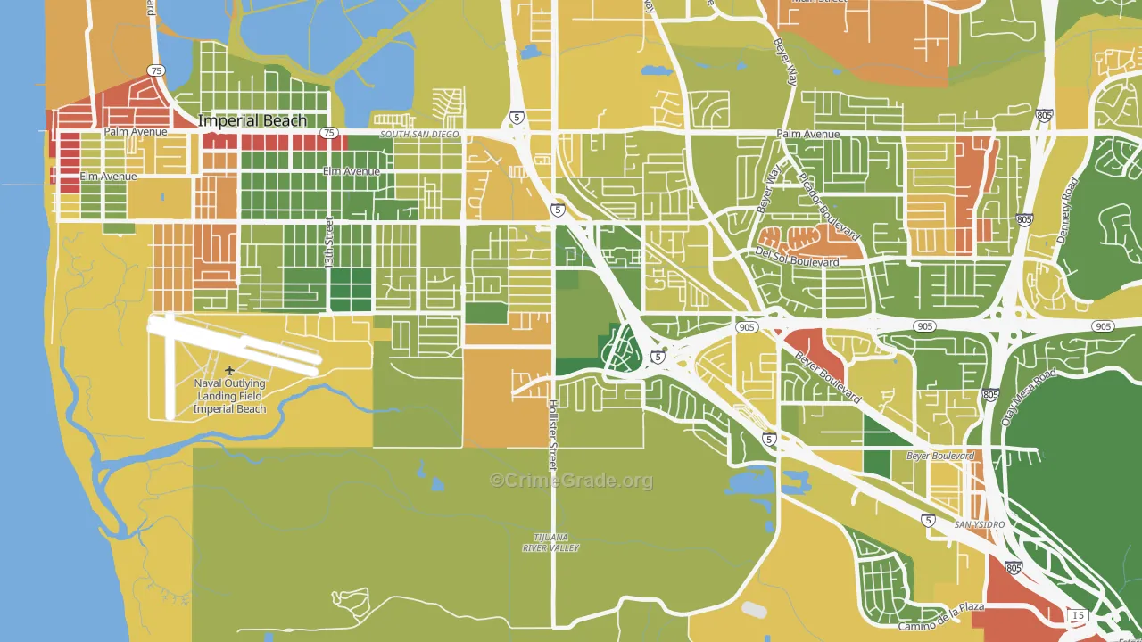 Nestor, San Diego, CA Map of Arson Rates
