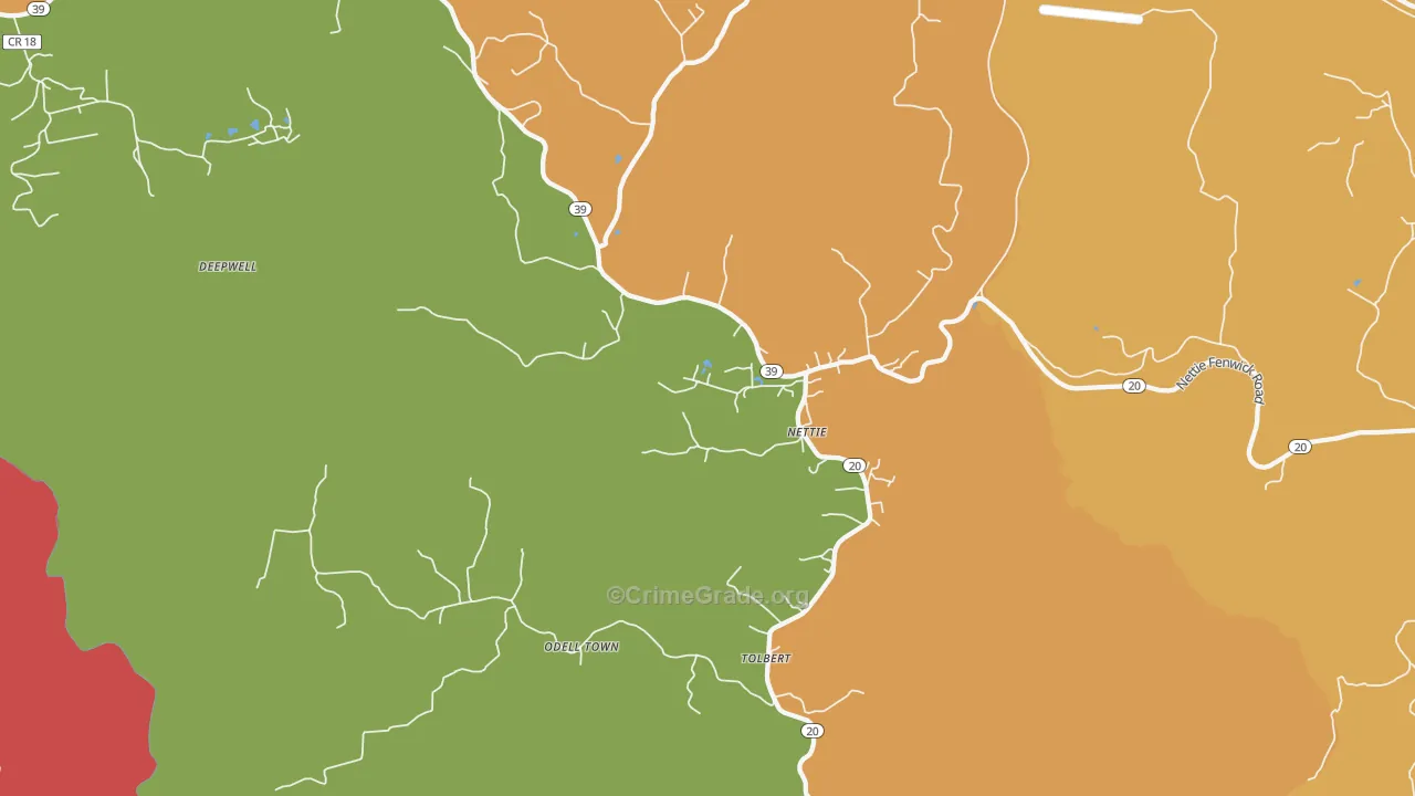 Nettie, WV Map of Arson Rates