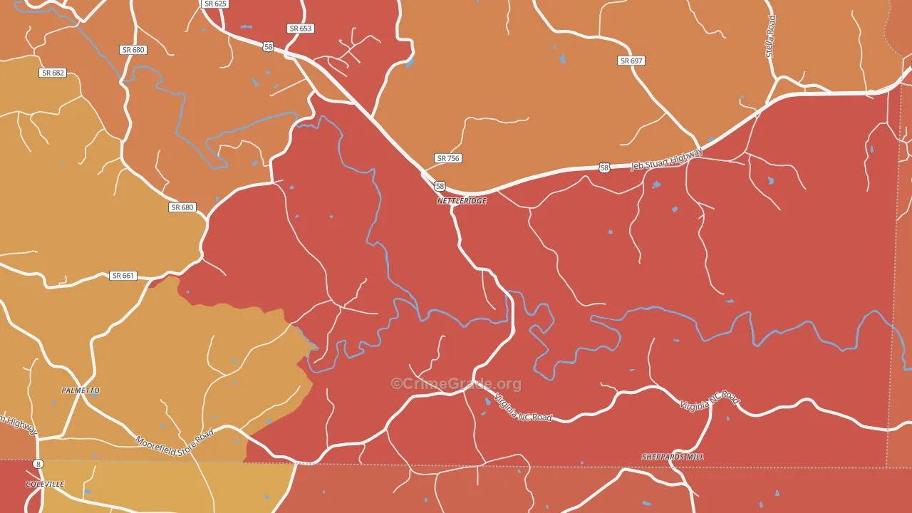 Nettleridge, VA Map of Arson Rates