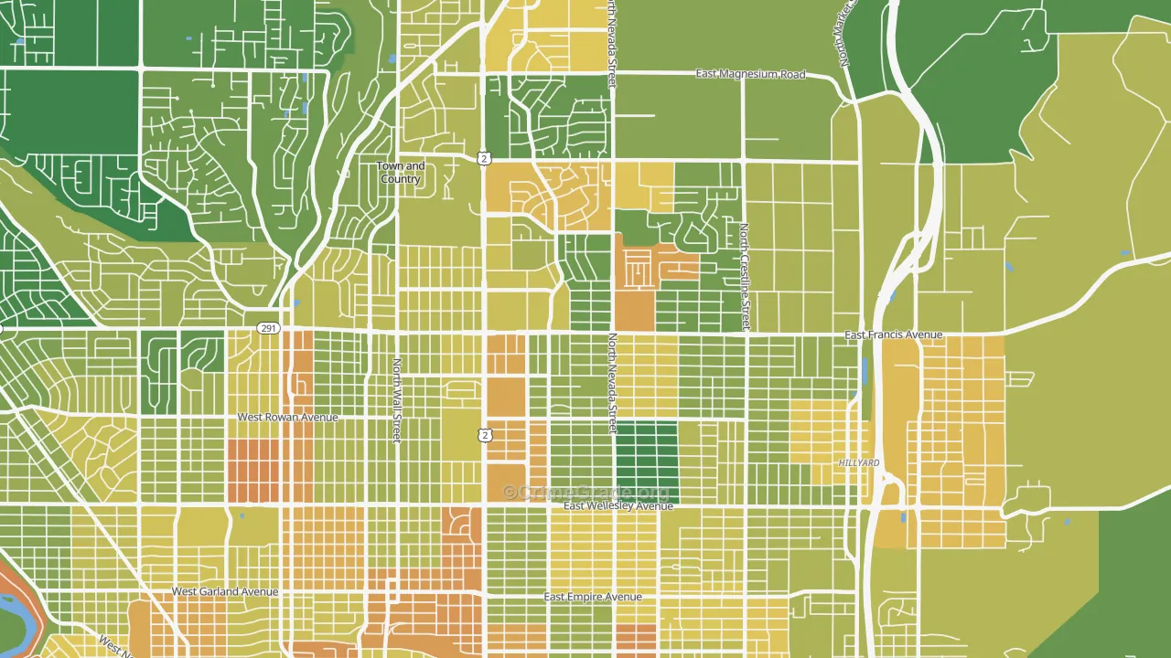 Nevada-Lidgerwood, Spokane, WA Map of Arson Rates