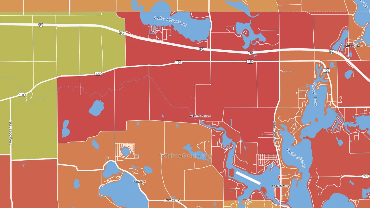 Nevada Mills, IN Map of Arson Rates