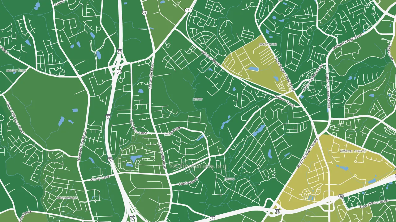 Nevin Community, Charlotte, NC Map of Arson Rates