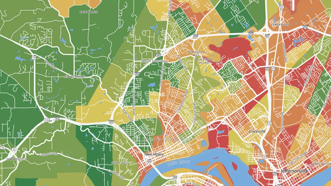 New Albany, IN Map of Arson Rates