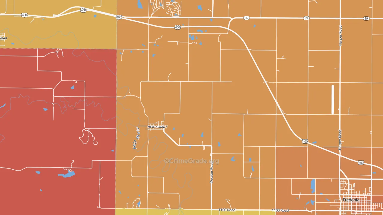 New Albany, KS Map of Arson Rates