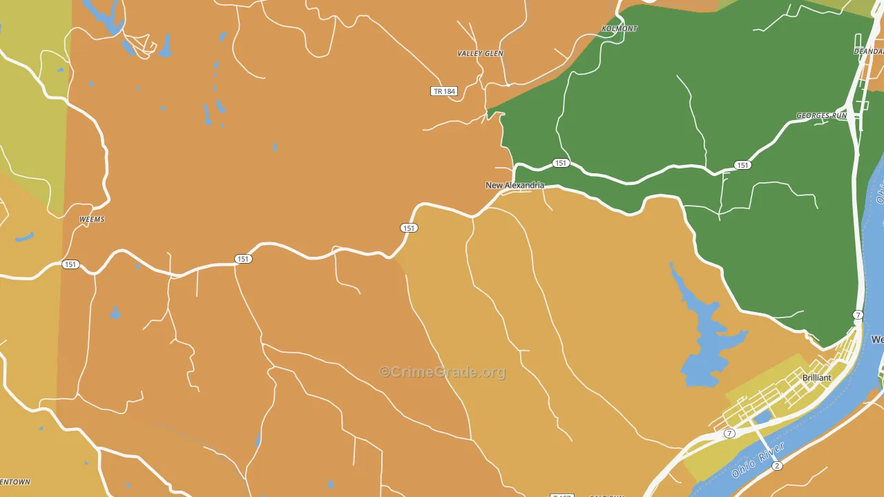 New Alexandria, OH Map of Arson Rates