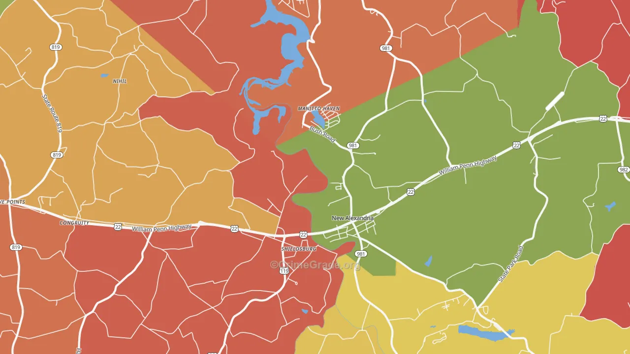 New Alexandria, PA Map of Arson Rates