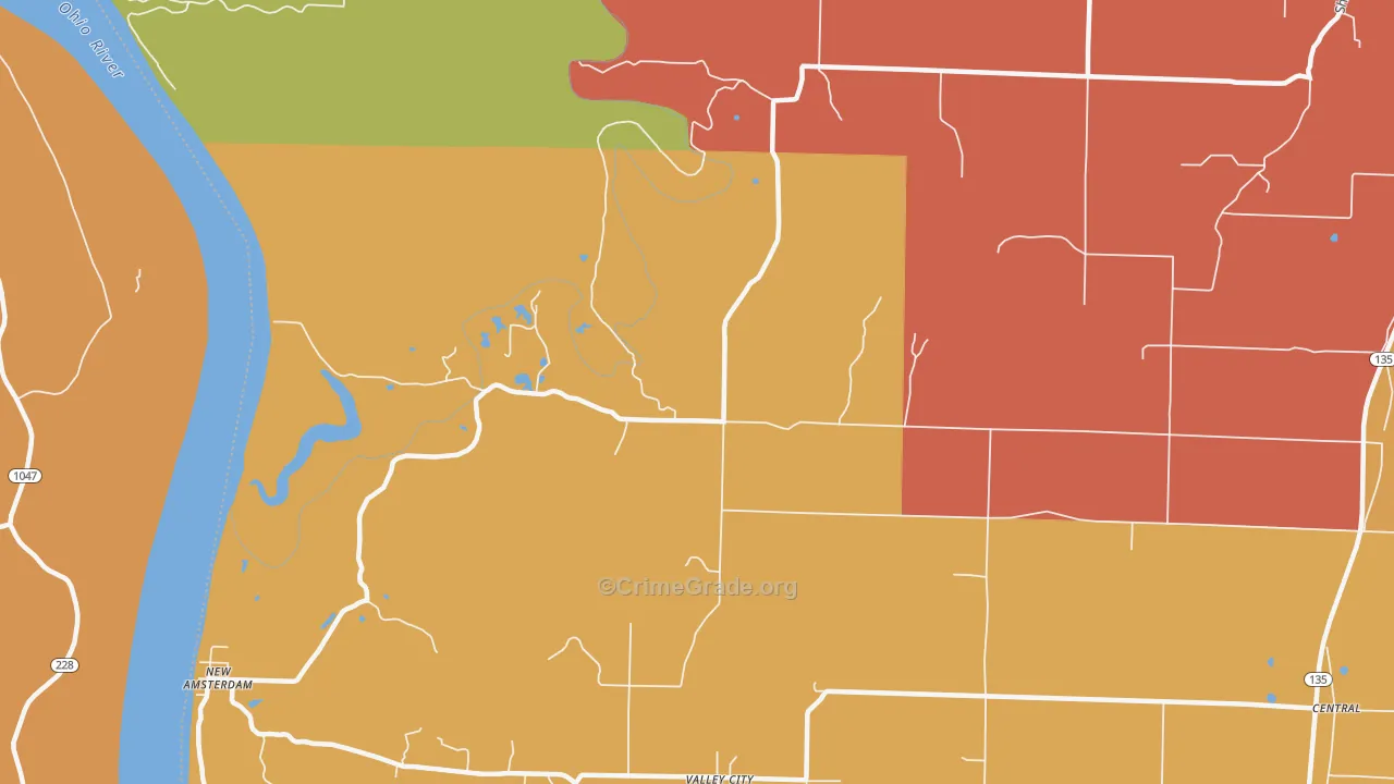 New Amsterdam, IN Map of Arson Rates