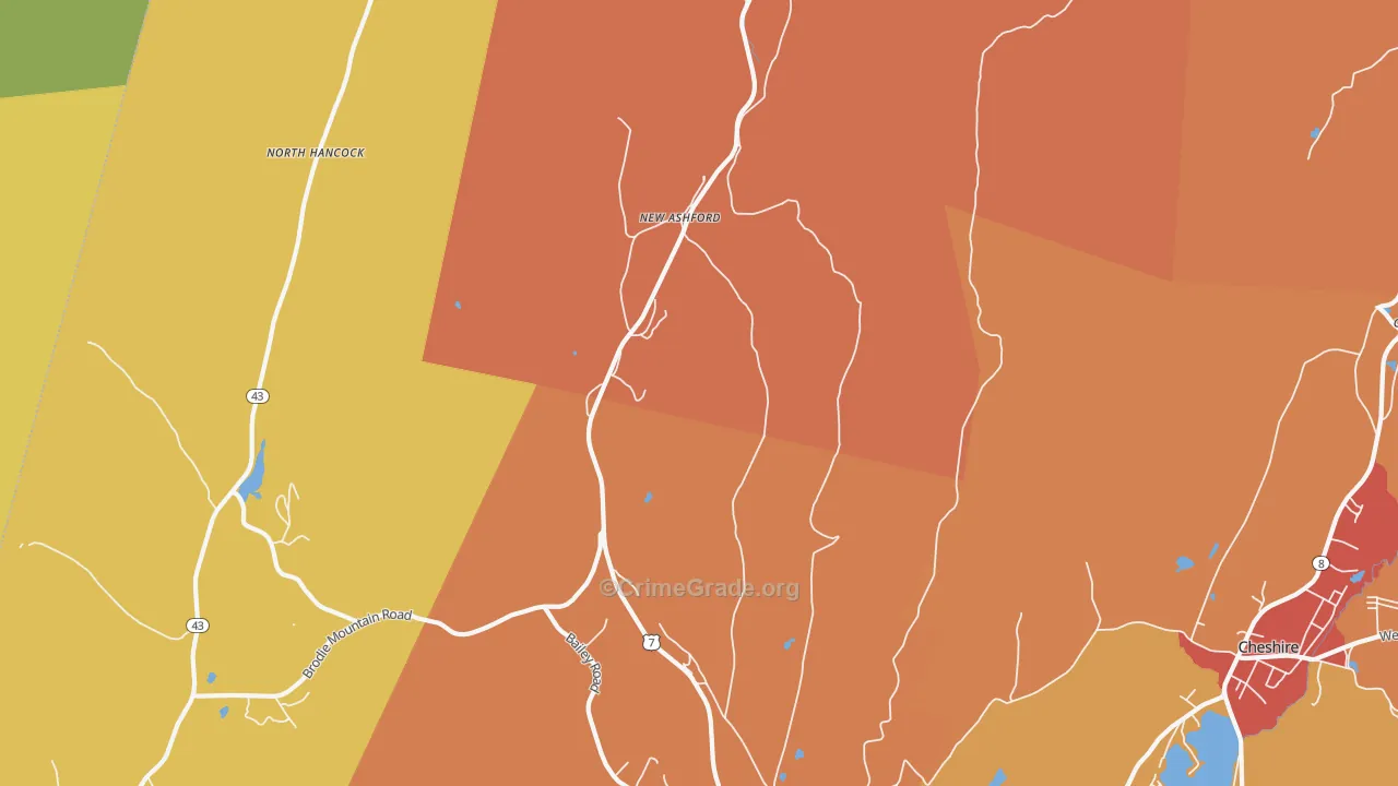 New Ashford, MA Map of Arson Rates