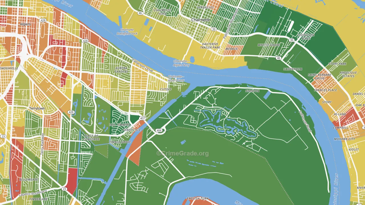 New Aurora, New Orleans, LA Map of Arson Rates