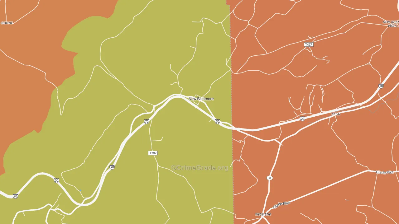New Baltimore, PA Map of Arson Rates