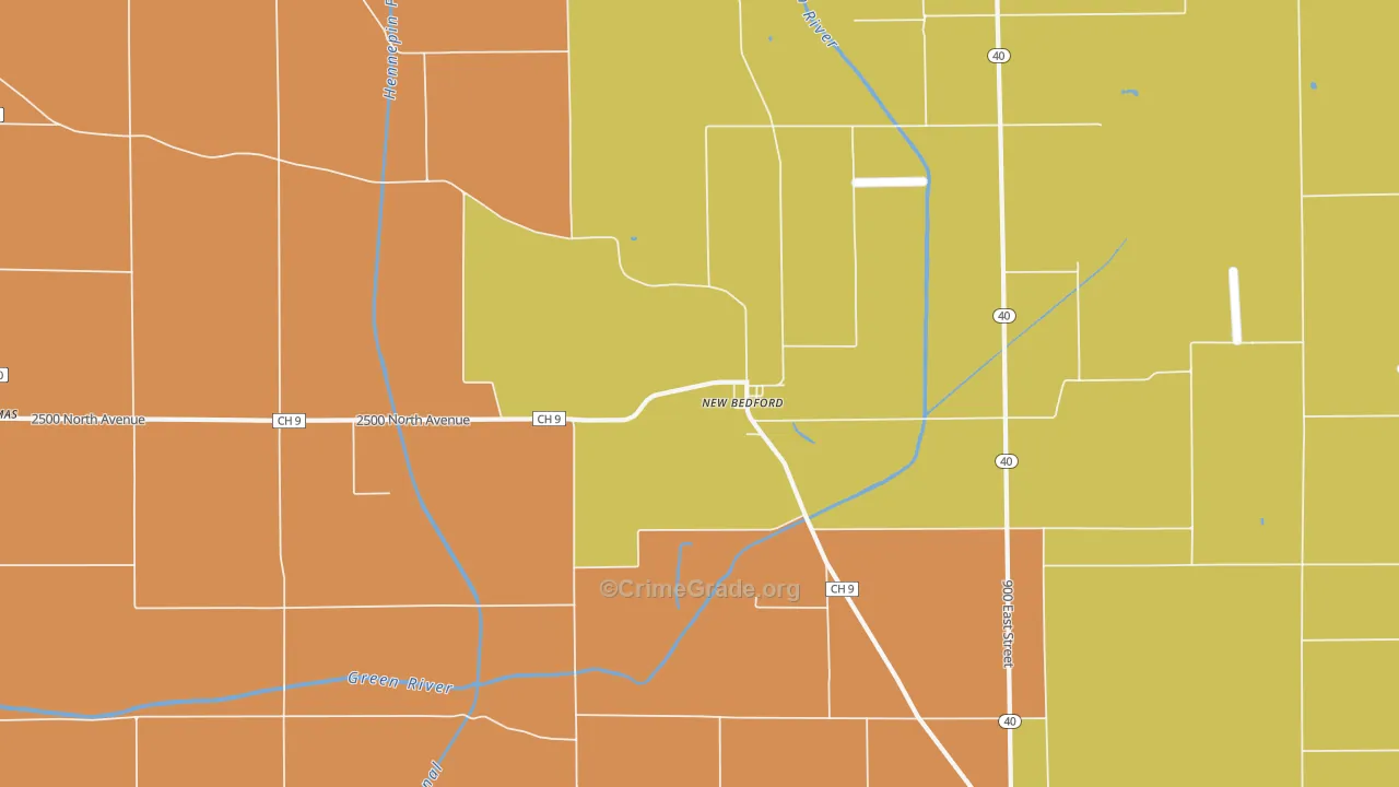 New Bedford, IL Map of Arson Rates