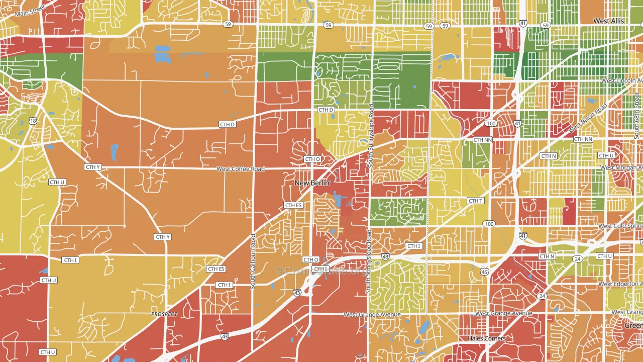 New Berlin, WI Map of Arson Rates