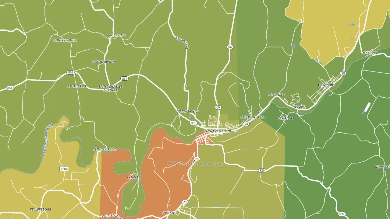 New Bethlehem, PA Map of Arson Rates