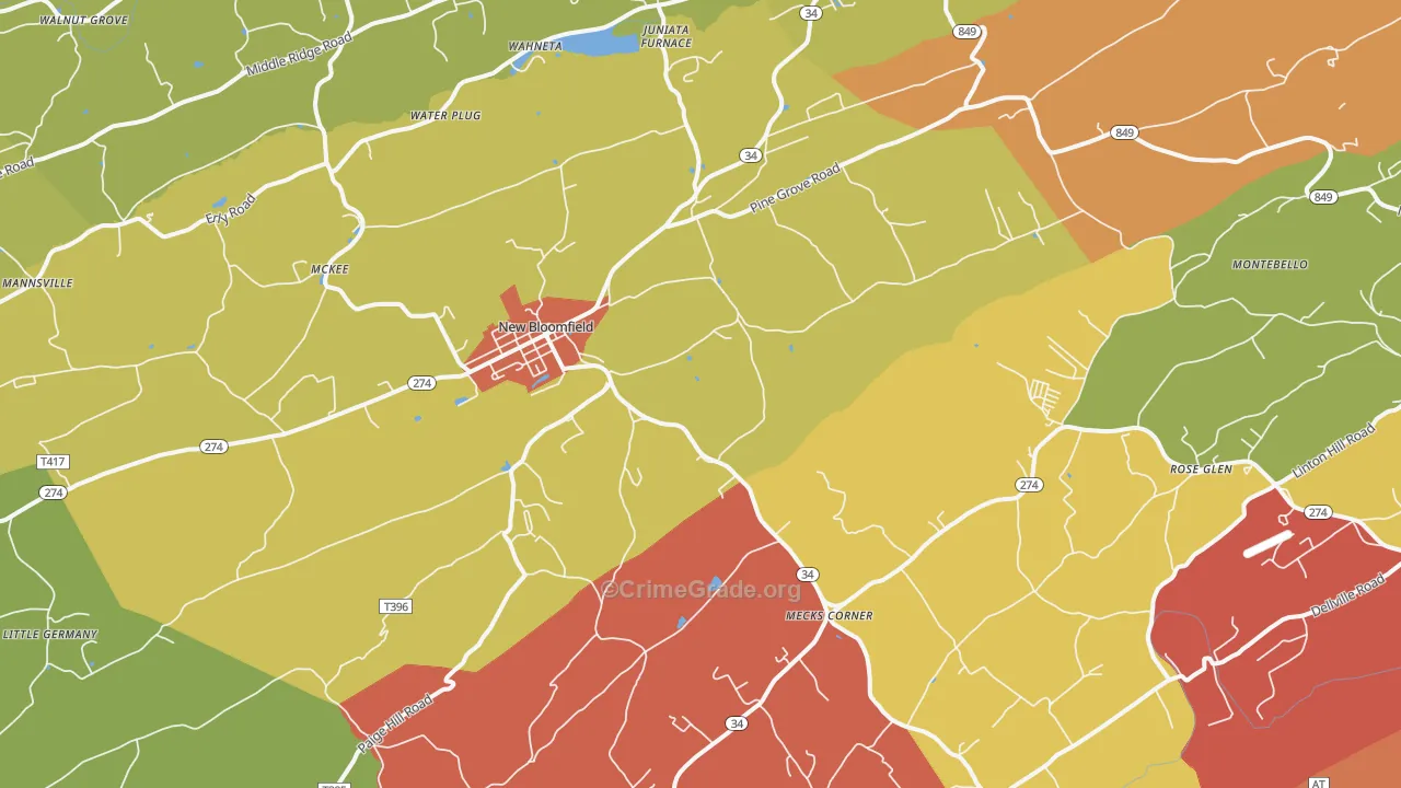 New Bloomfield, PA Map of Arson Rates