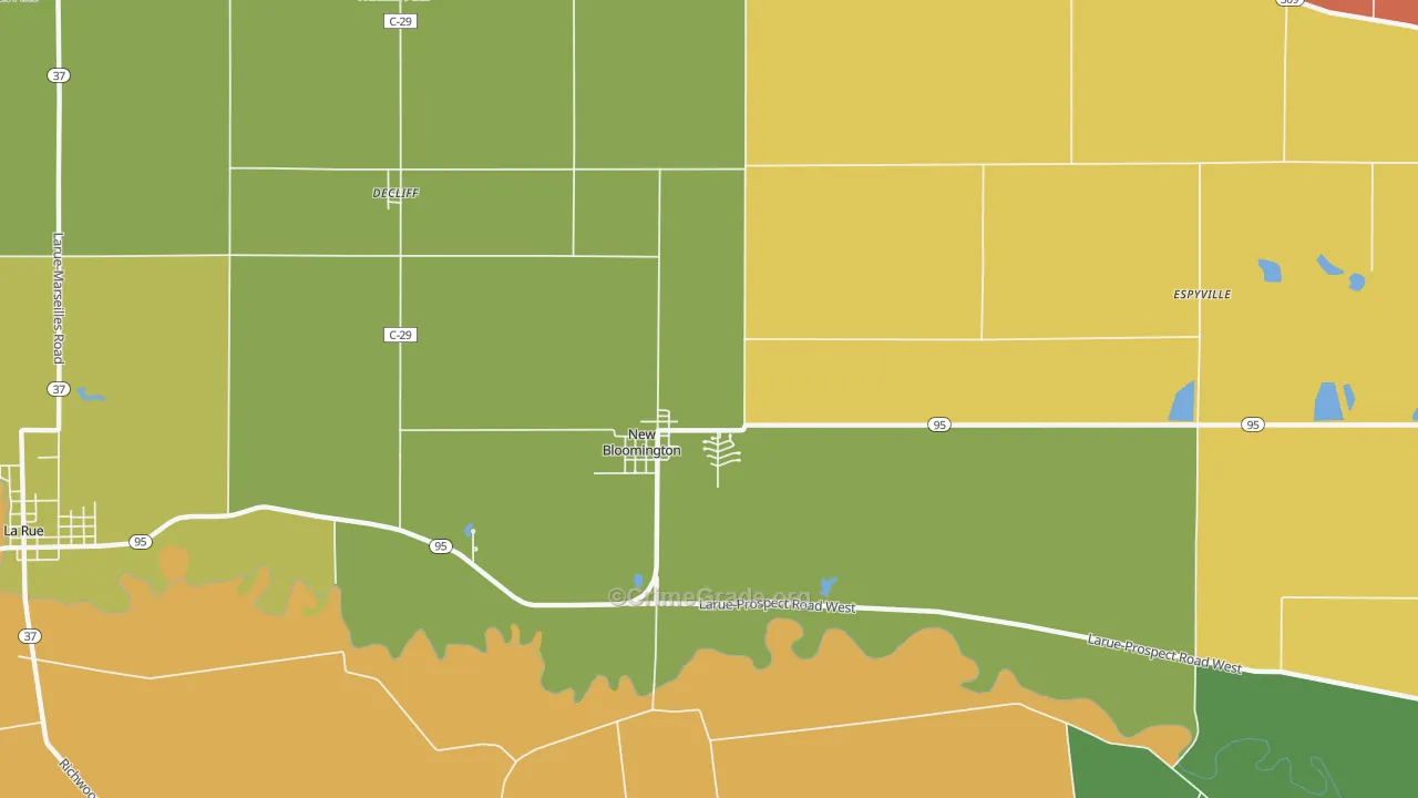 New Bloomington, OH Map of Arson Rates