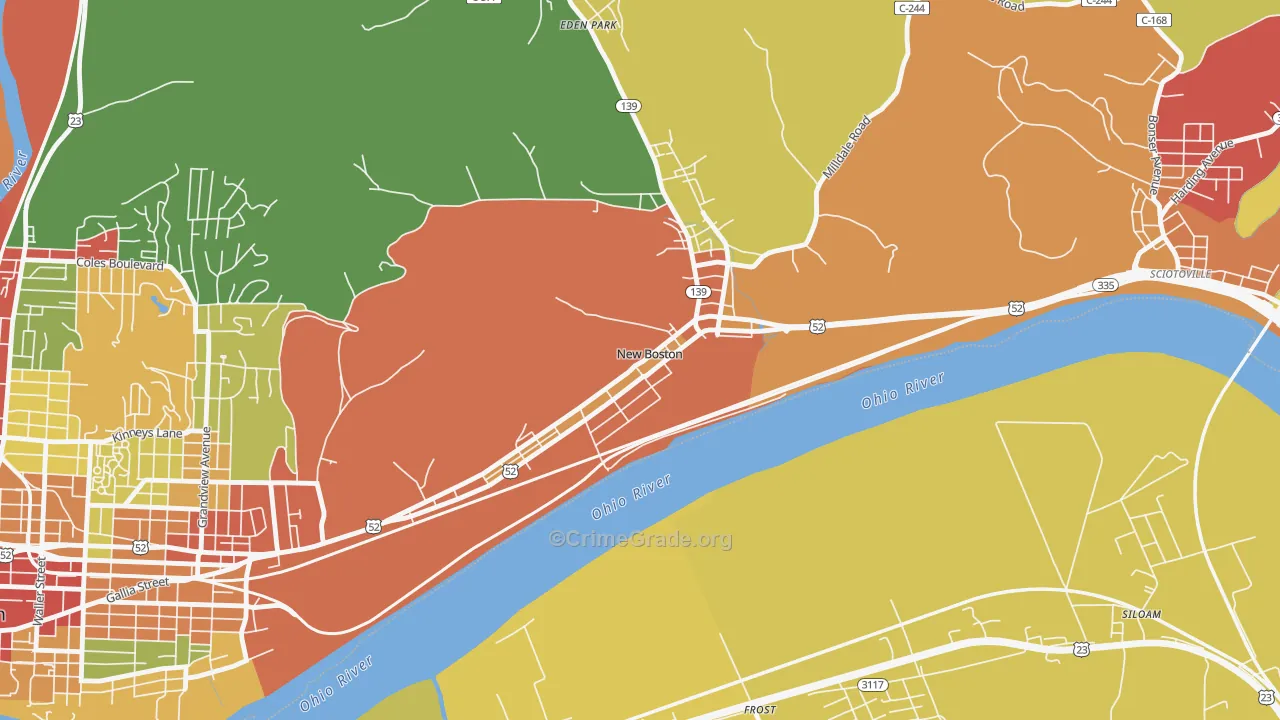 New Boston, OH Map of Arson Rates