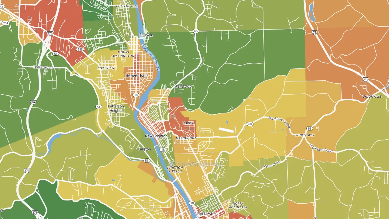 New Brighton, PA Map of Arson Rates