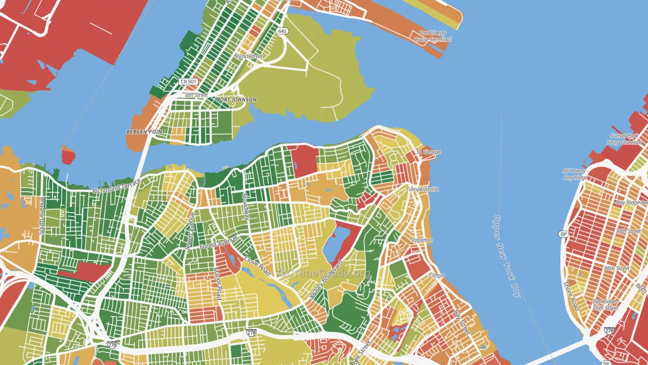 New Brighton, Staten Island, NY Map of Arson Rates