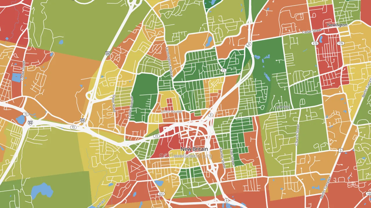 New Britain, CT Map of Arson Rates