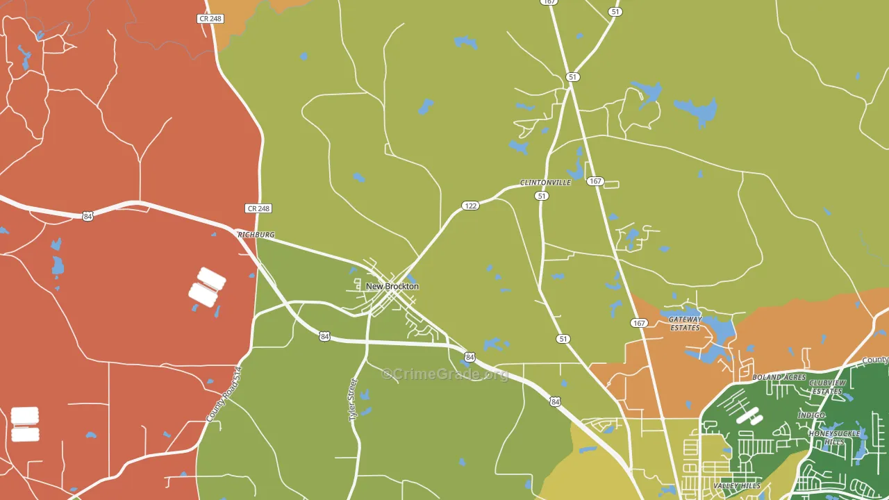 New Brockton, AL Map of Arson Rates