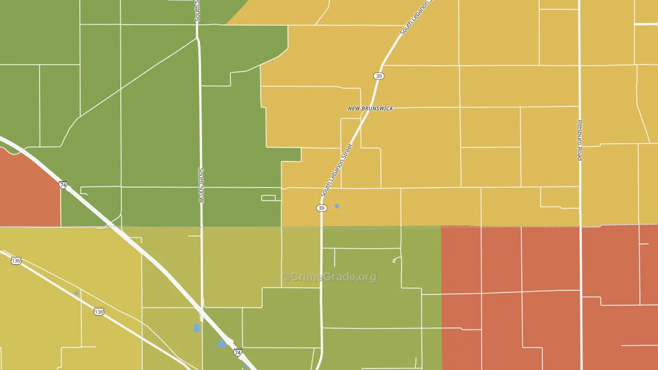 New Brunswick, IN Map of Arson Rates