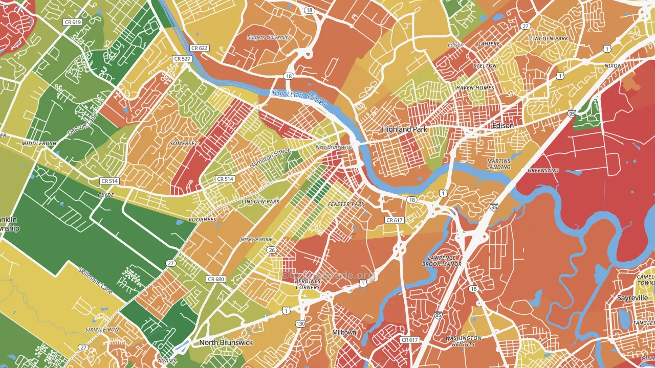 New Brunswick, NJ Map of Arson Rates
