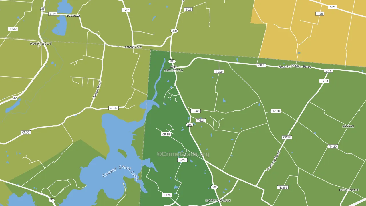 New Burlington, OH Map of Arson Rates
