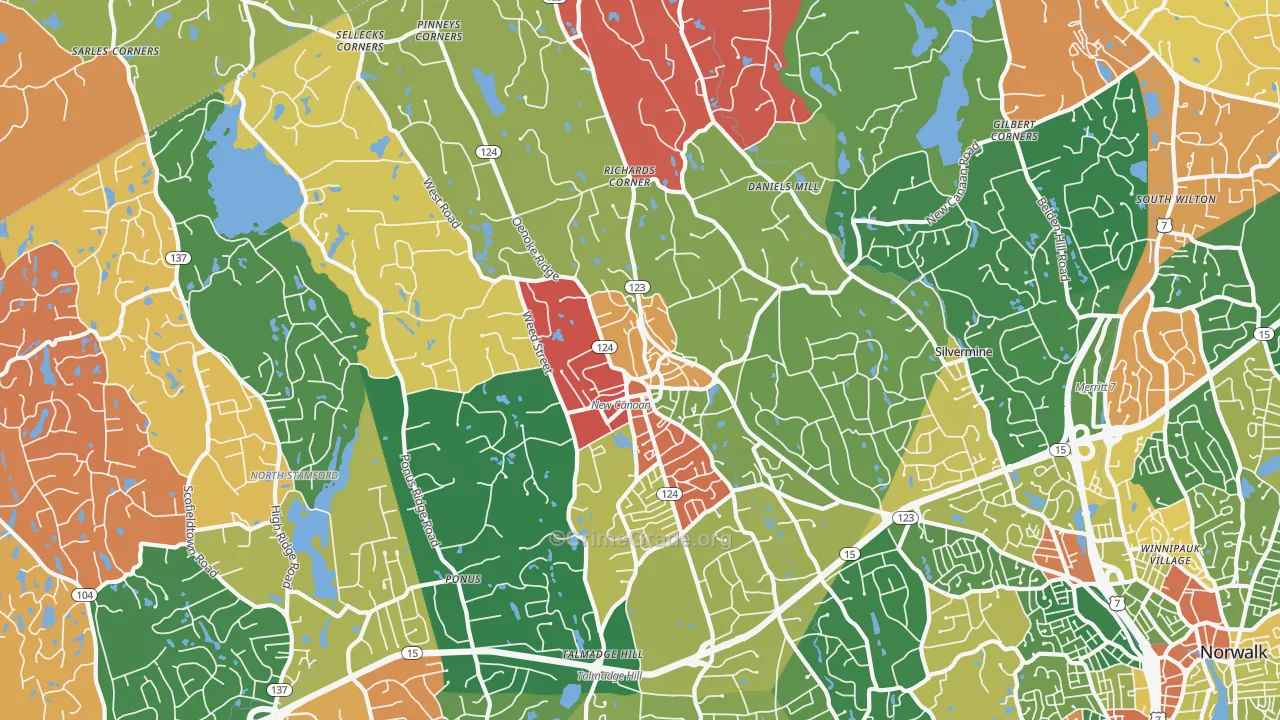 New Canaan, CT Map of Arson Rates