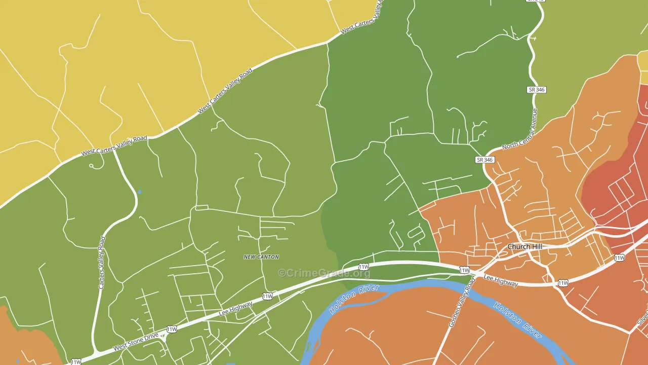 New Canton, TN Map of Arson Rates