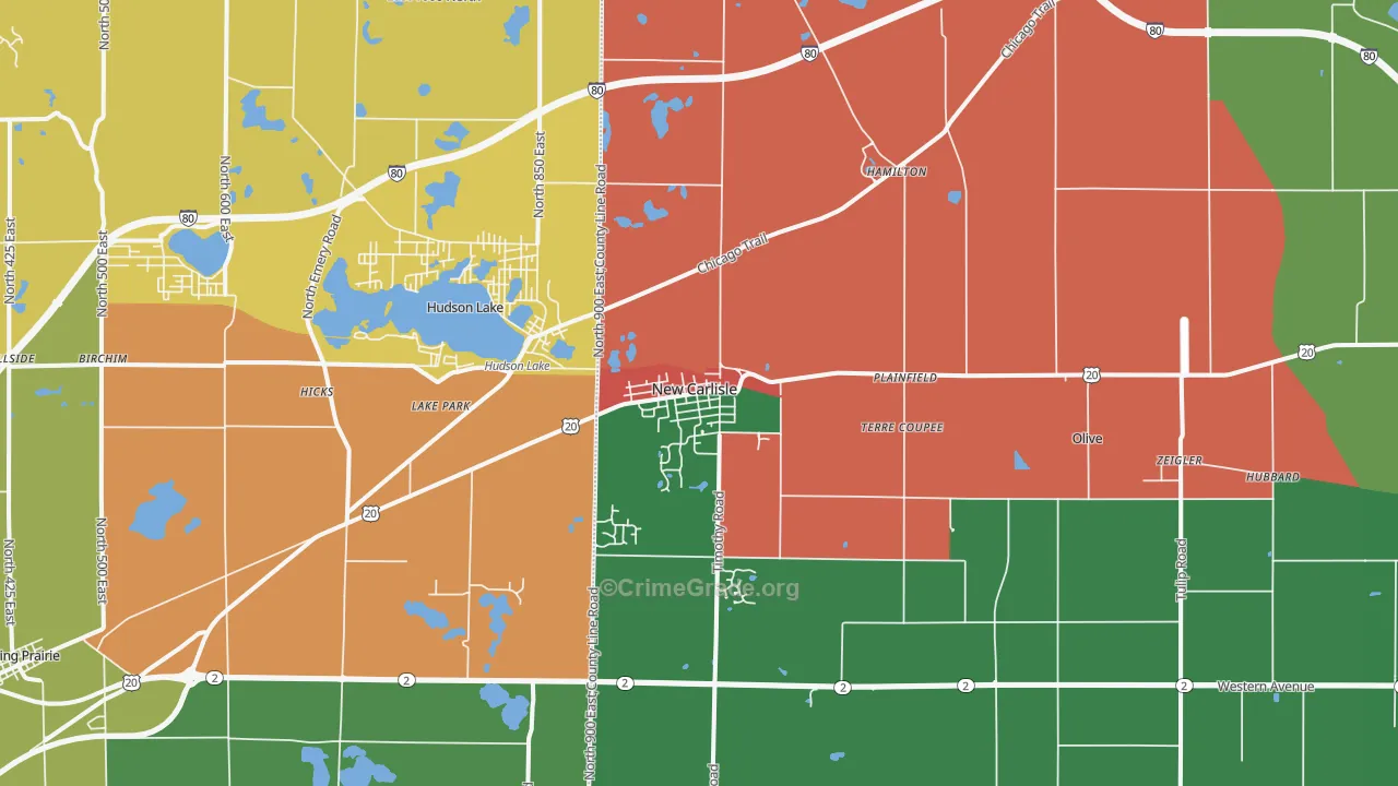 New Carlisle, IN Map of Arson Rates