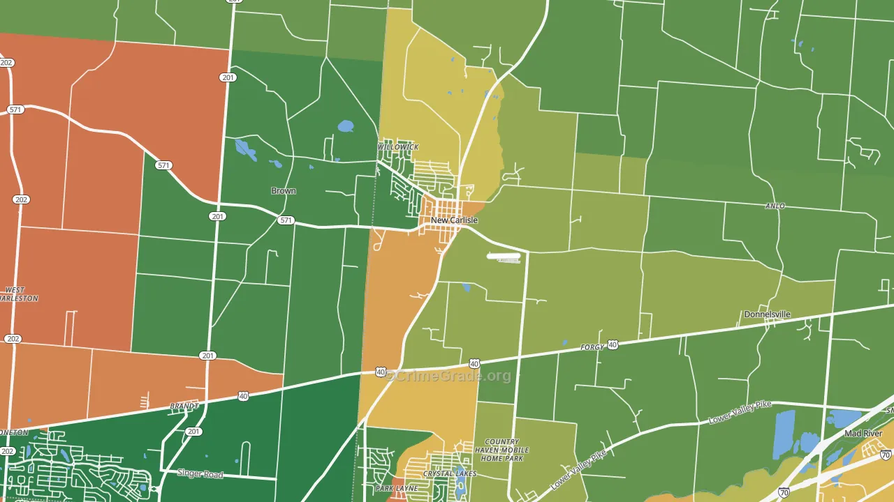 New Carlisle, OH Map of Arson Rates