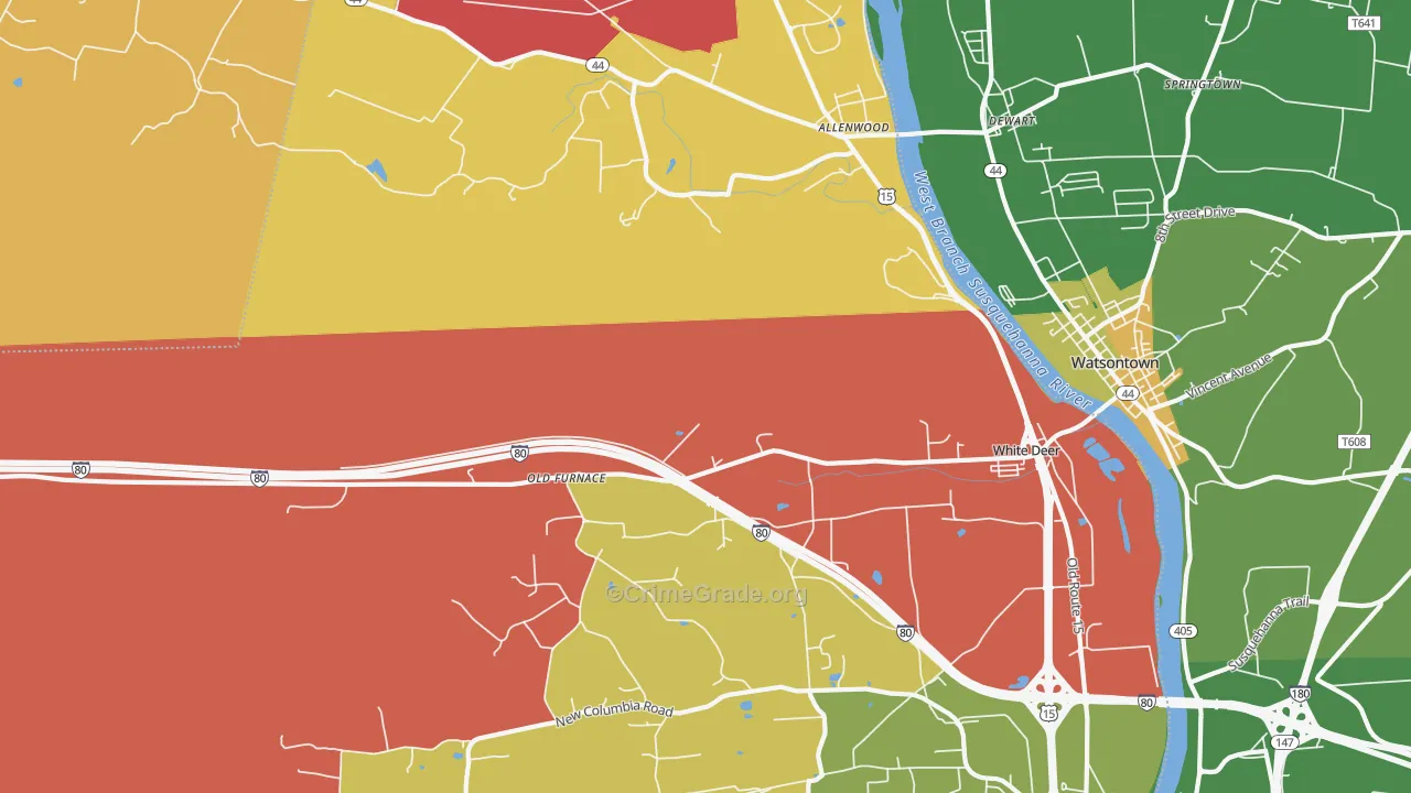 New Columbia, PA Map of Arson Rates