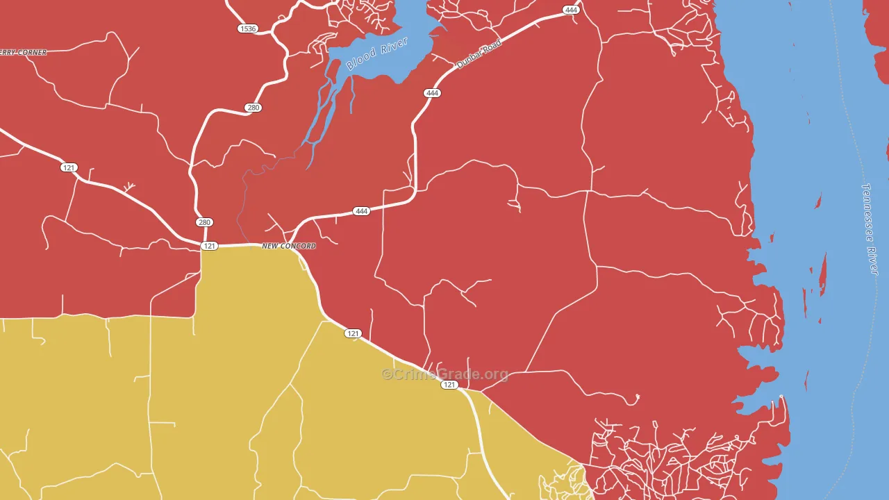 New Concord, KY Map of Arson Rates