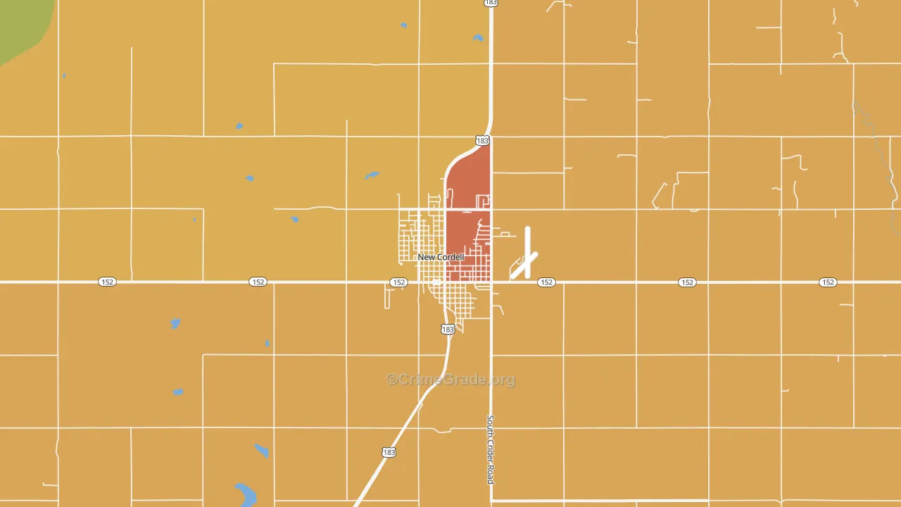 New Cordell, OK Map of Arson Rates