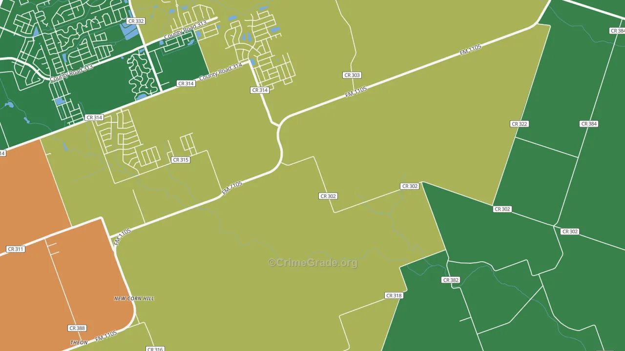 New Corn Hill, TX Map of Arson Rates