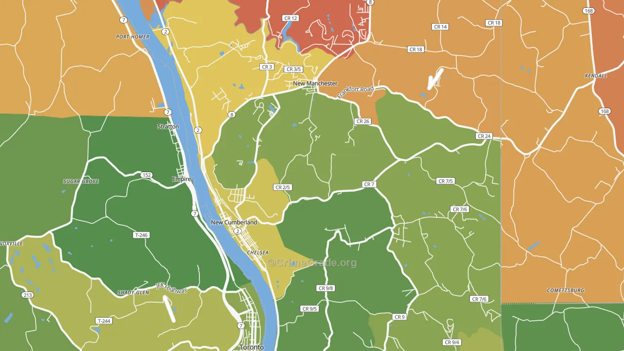 New Cumberland, WV Map of Arson Rates