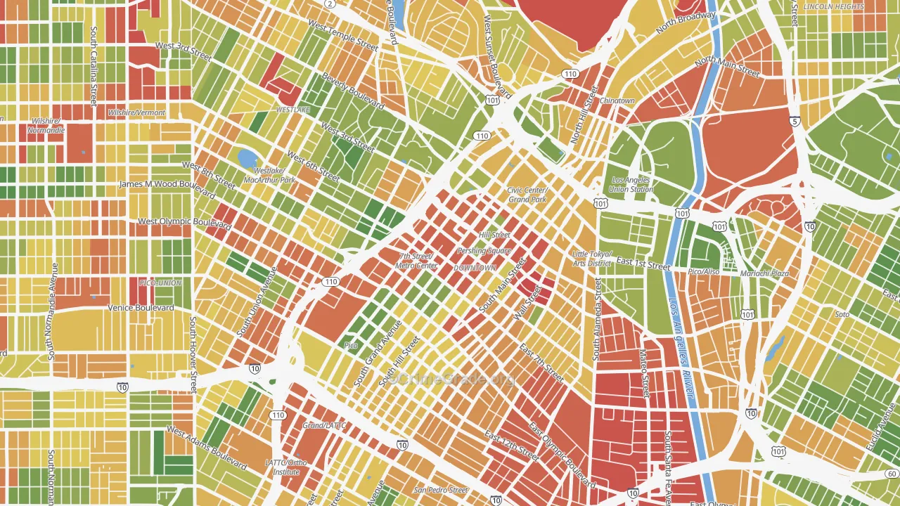 New Downtown, Los Angeles, CA Map of Arson Rates