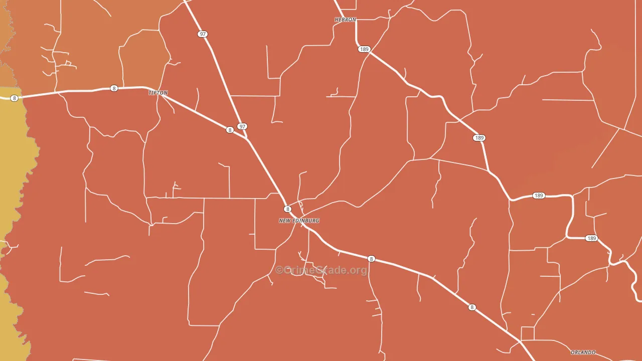 New Edinburg, AR Map of Arson Rates
