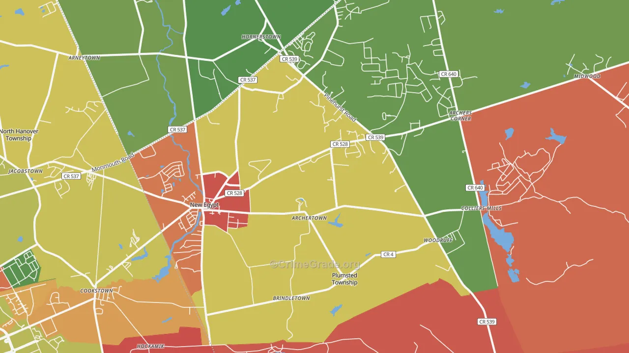 New Egypt, NJ Map of Arson Rates