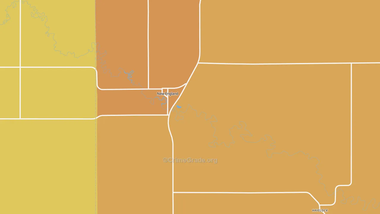 New England, ND Map of Arson Rates
