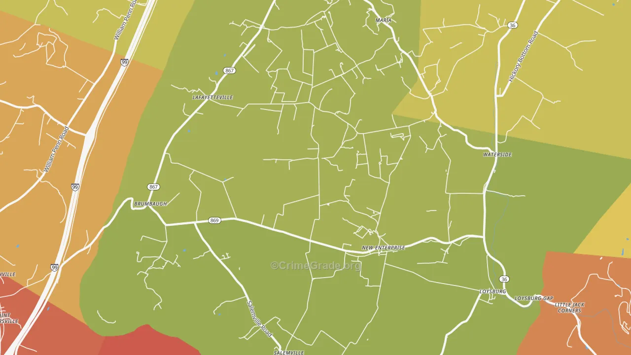 New Enterprise, PA Map of Arson Rates