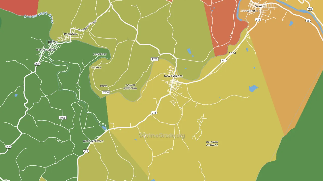 New Florence, PA Map of Arson Rates
