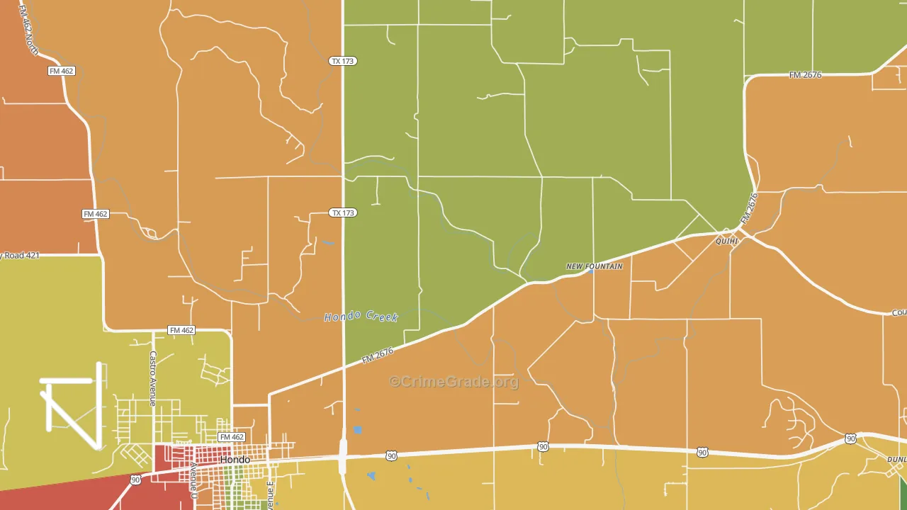 New Fountain, TX Map of Arson Rates