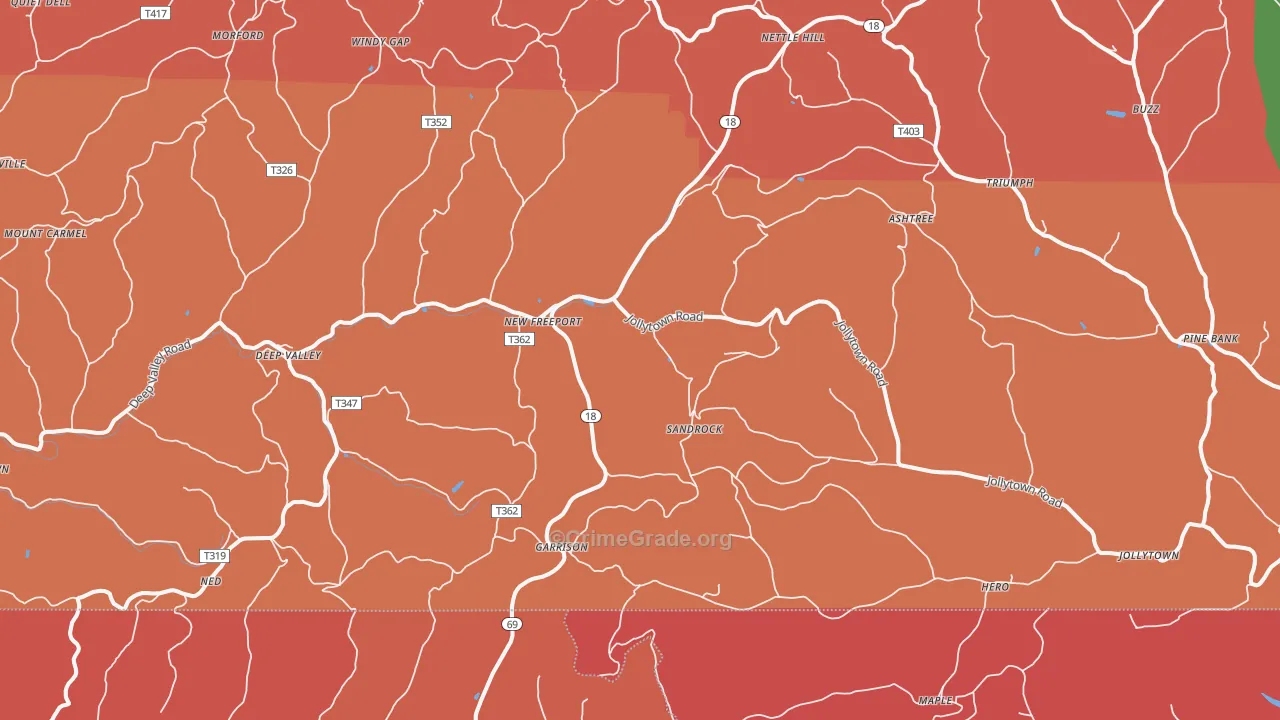 New Freeport, PA Map of Arson Rates