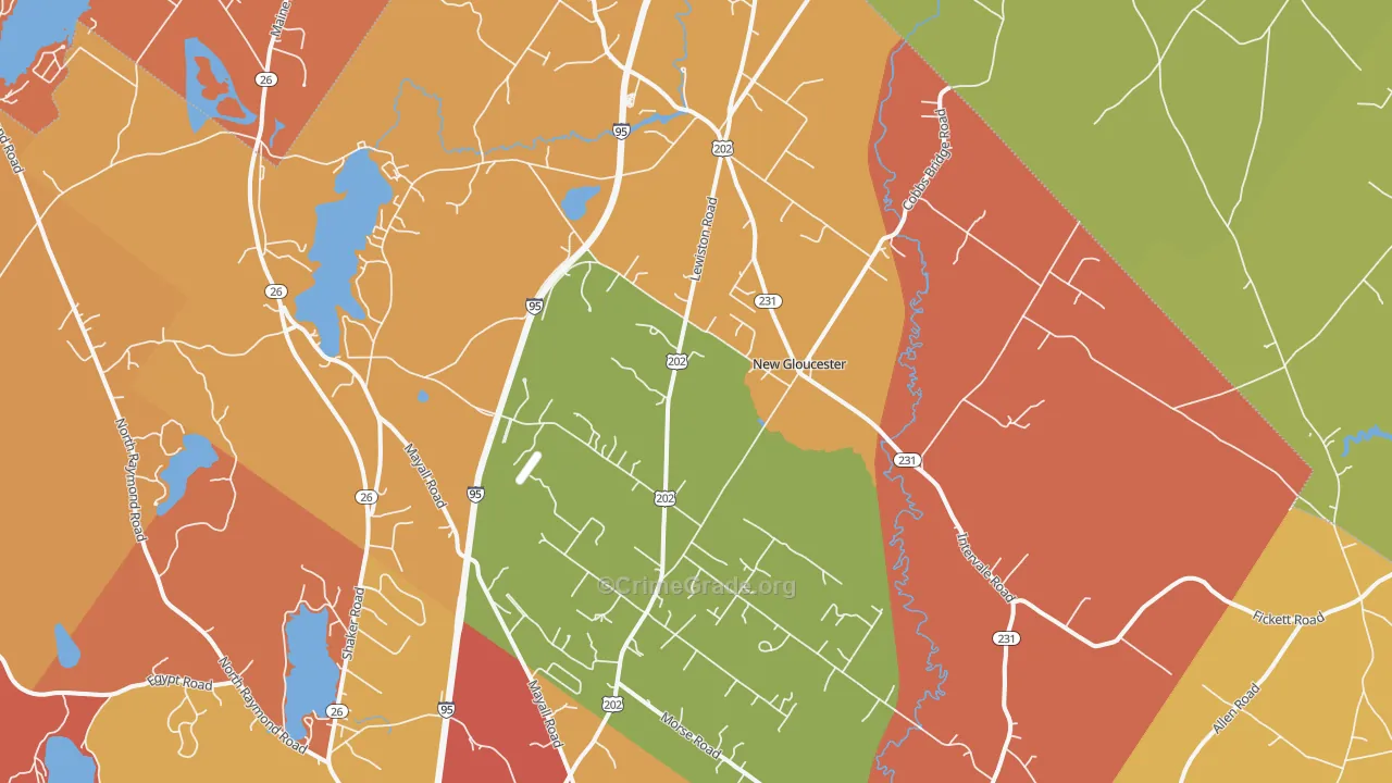 New Gloucester, ME Map of Arson Rates