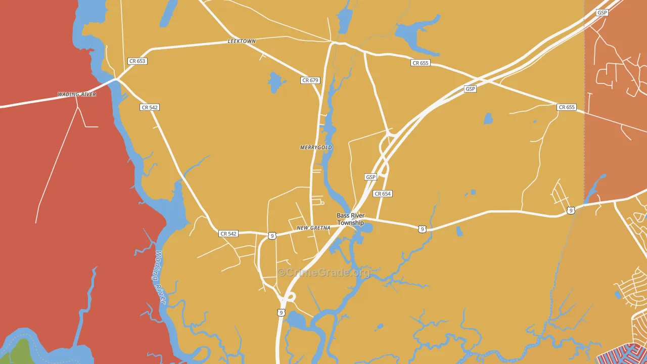 New Gretna, NJ Map of Arson Rates