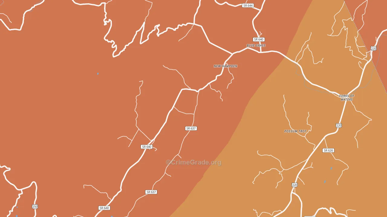 New Hampden, VA Map of Arson Rates