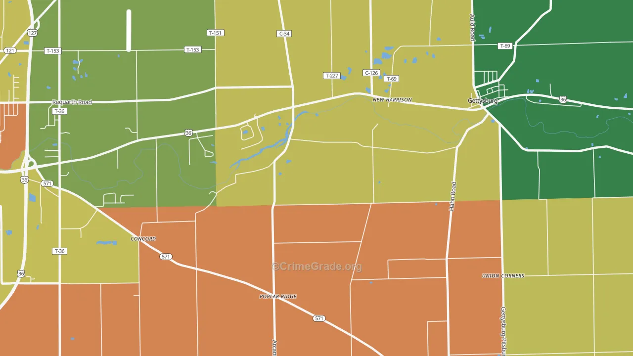 New Harrison, OH Map of Arson Rates